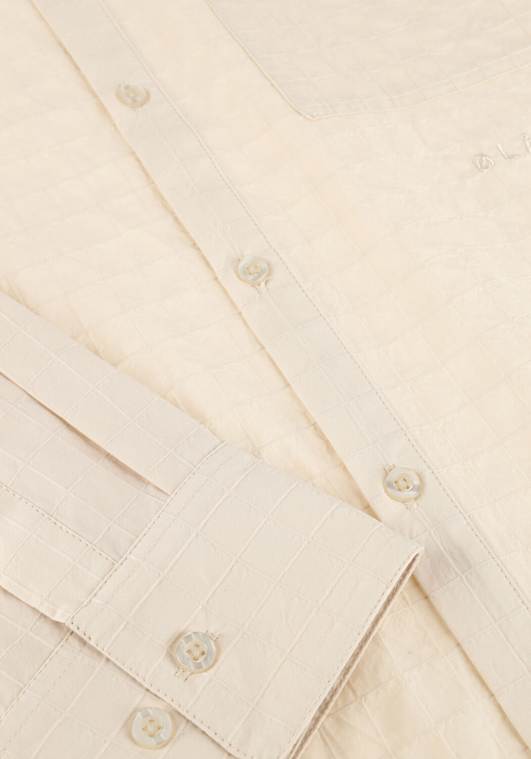 Ecru OLAF HUSSEIN Casual overhemd TEXTURED BOXY SHIRT - large