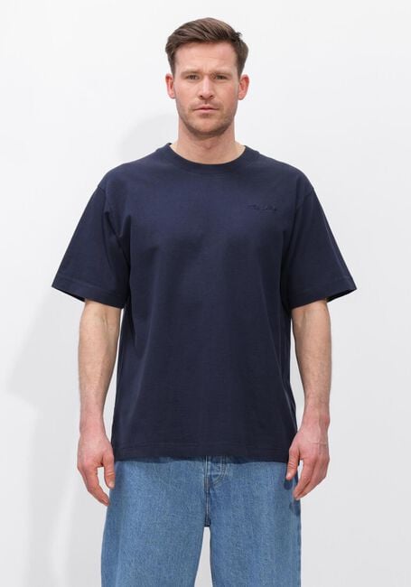 Donkerblauwe OLAF HUSSEIN T-shirt RIPSTOP APPLIQUE RELAXED TEE - large