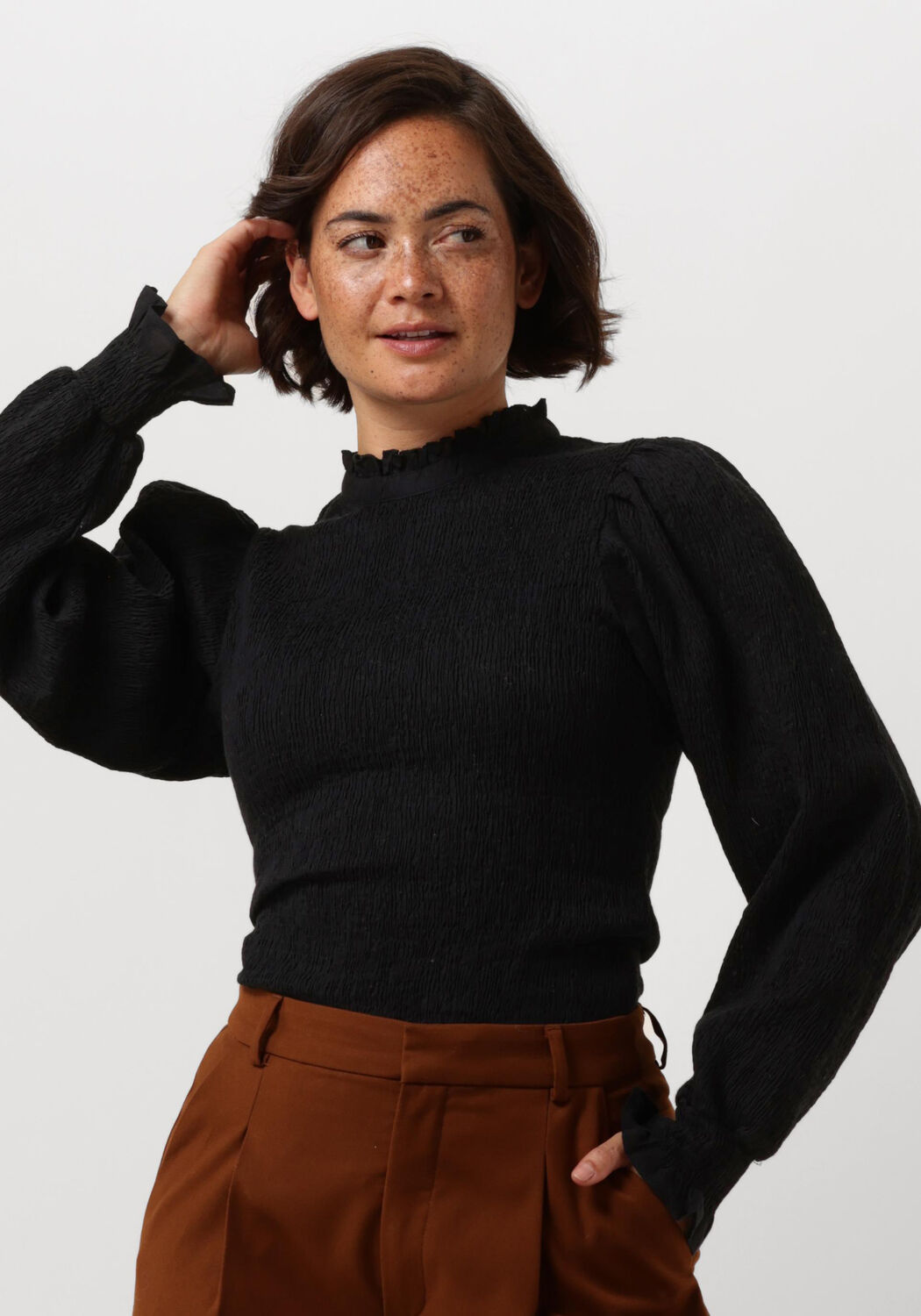Antik Batik Top Dames Angelie Smock Blouse, Maat: L, Kleur: Zwart