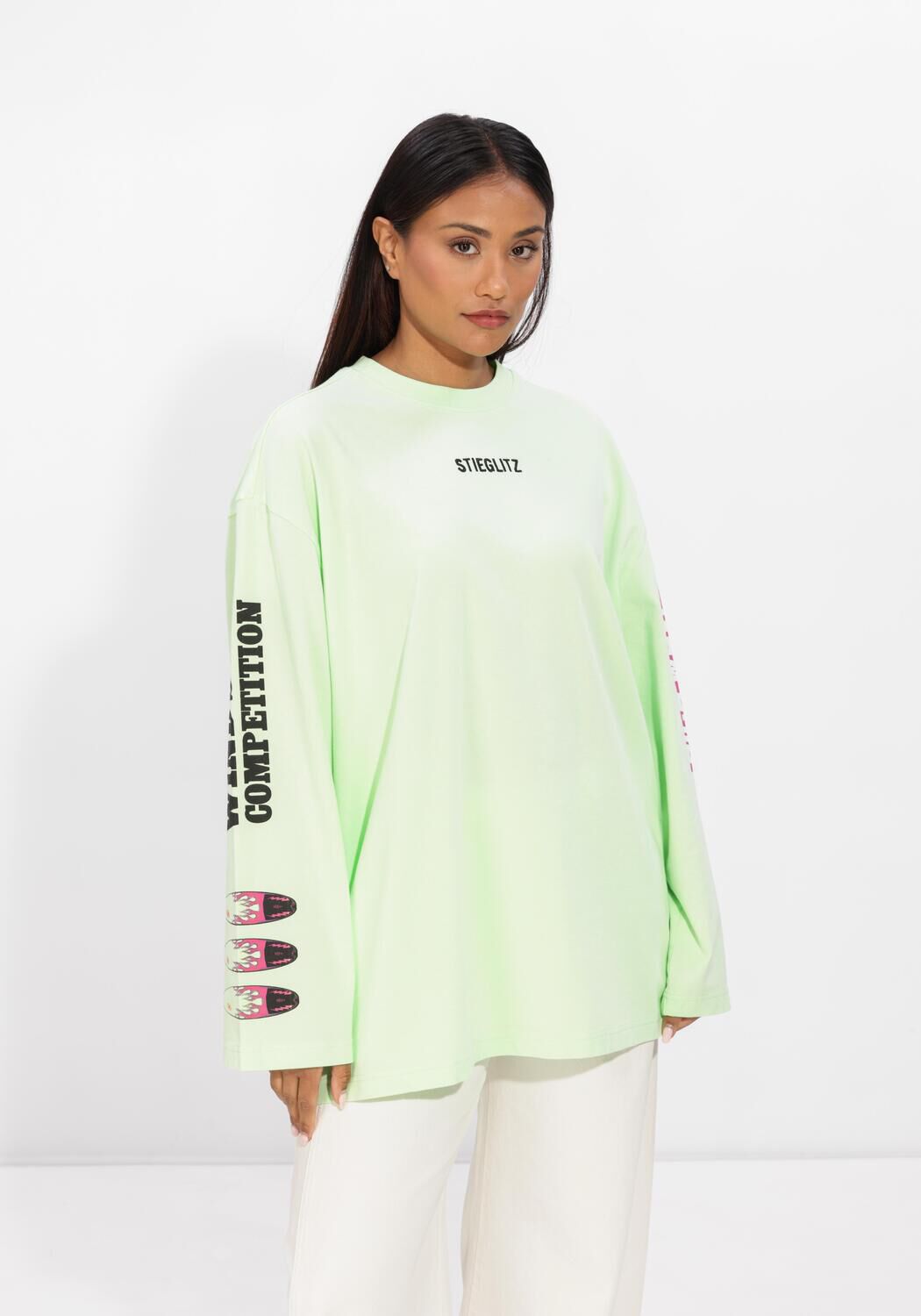 Lime STIEGLITZ Top MONICA SKATE TEE WIDE SLEEVES - large