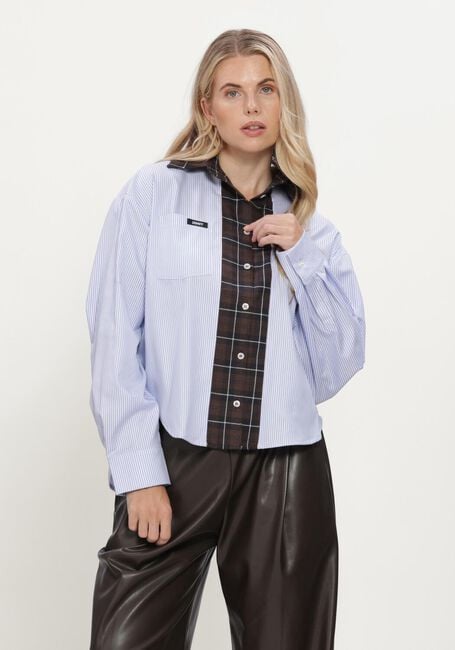 Blauwe JOHNY Blouses SARA MULITICHECK OXFORD STRIPE FRANEL - large