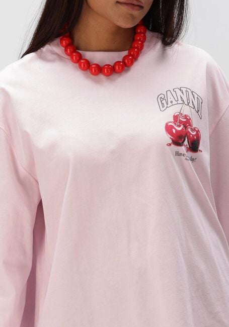 Lichtroze GANNI Trui BASIC COTTON JERSEY LONG SLEEVE - large