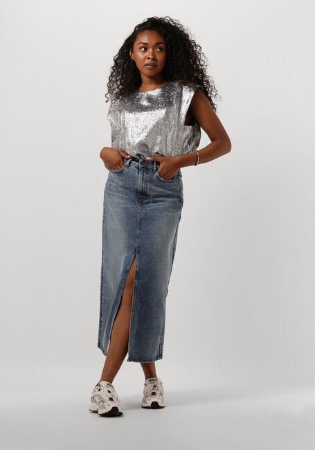 Blauwe CO'COUTURE Midirok VIKA SLIT DENIM SKIRT - large