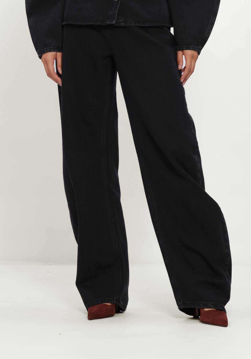 Zwarte ROTATE Wide jeans DRAPED BARREL LEG JEANS - large