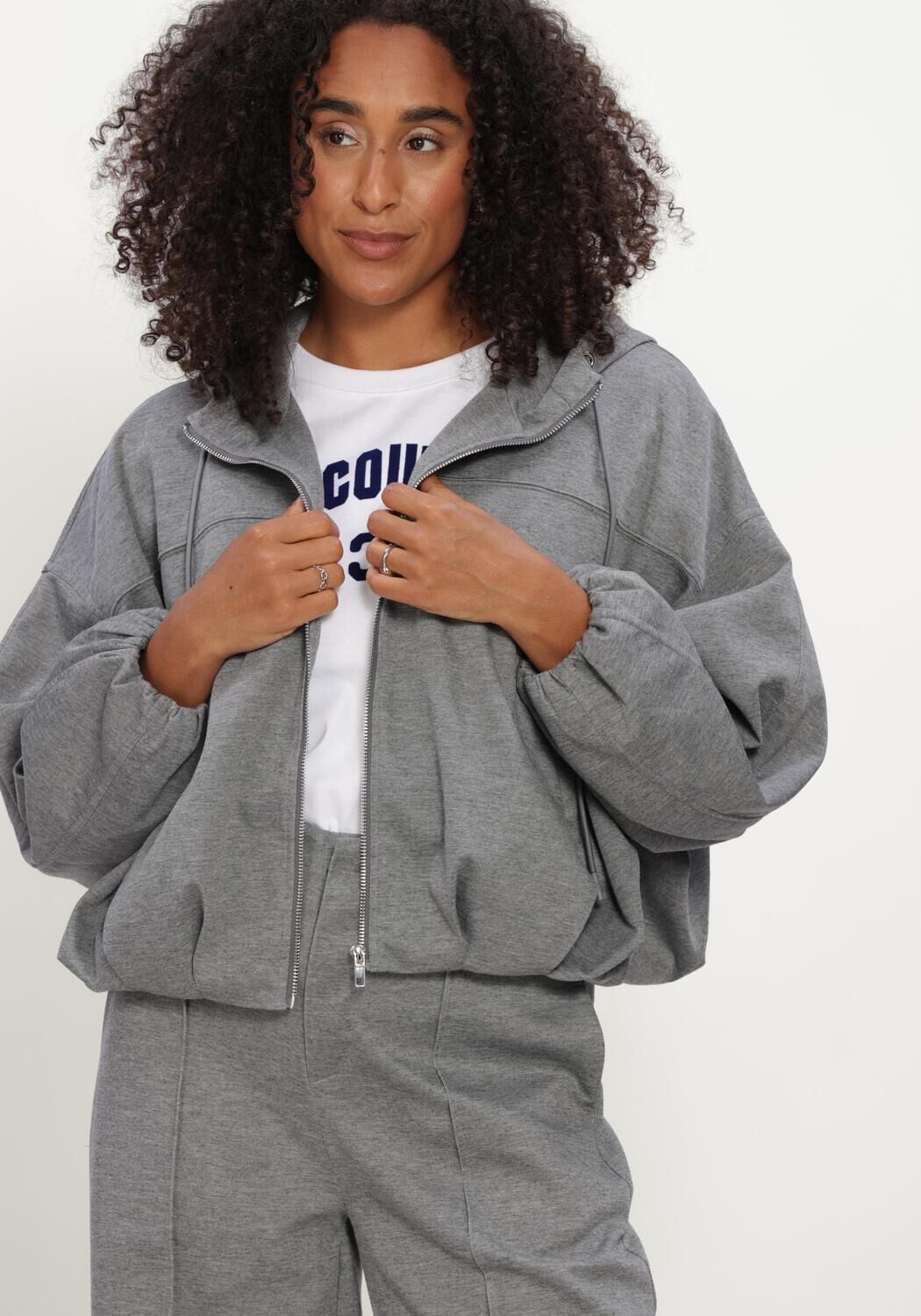 Grijze CO'COUTURE Vest LANCECC BALLOON HOODIE - large
