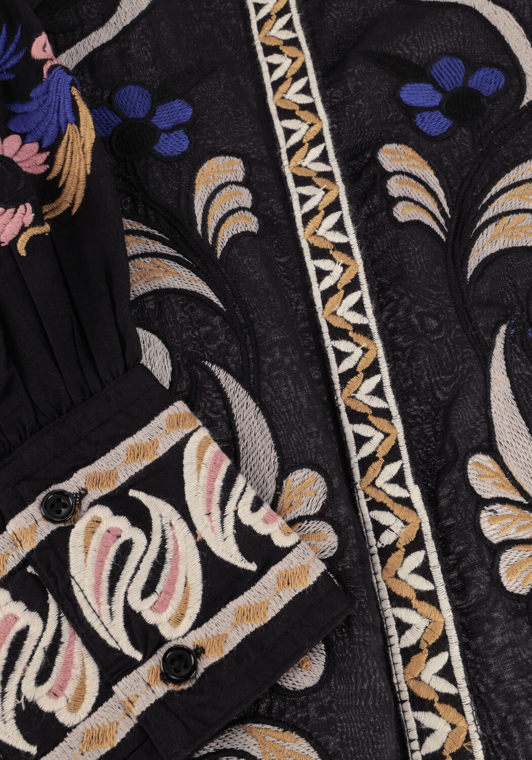 Zwarte SUMMUM Blouses BLOUSE EMBROIRERED VOILE - large