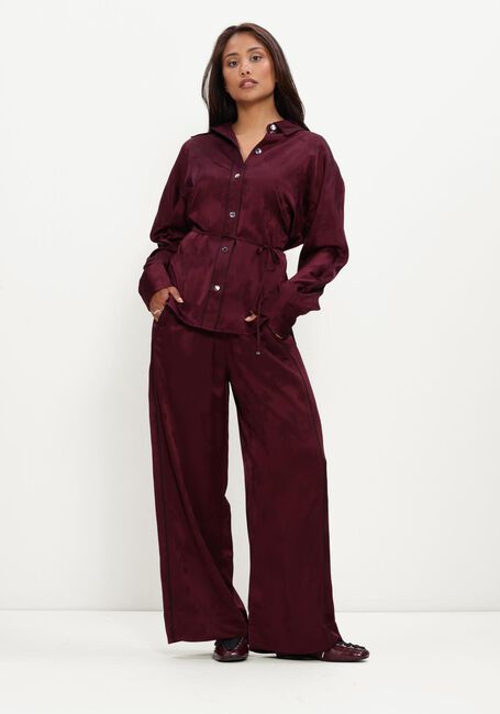 Bordeaux GANNI Broeken FLUID SATIN JACQUARD ELASTICATED PANTS - large