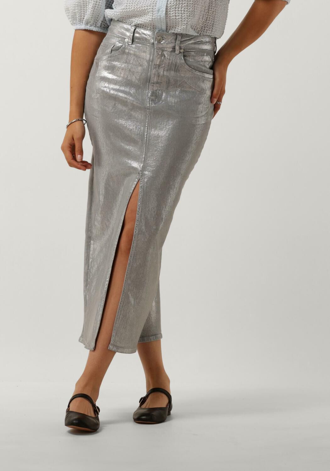 Second Female Midirok Dames Aspect Skirt, Maat: M, Kleur: Zilver