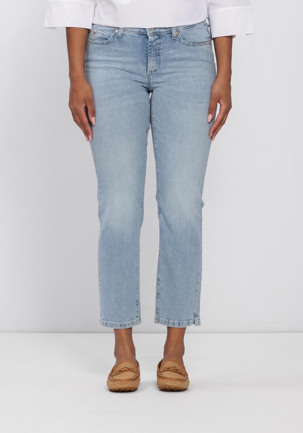 Lichtblauwe CAMBIO Slim fit jeans PIPER SHORT - large