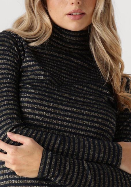 Blauwe SUMMUM Longsleeves TURTLE NECK TOP LUREX RIB STRIPE - large