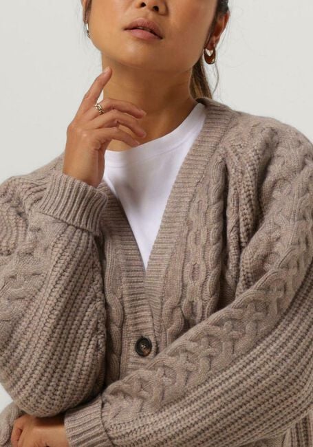 Beige CO'COUTURE Vest NEW ROW CABLE CARDIGAN KNIT - large
