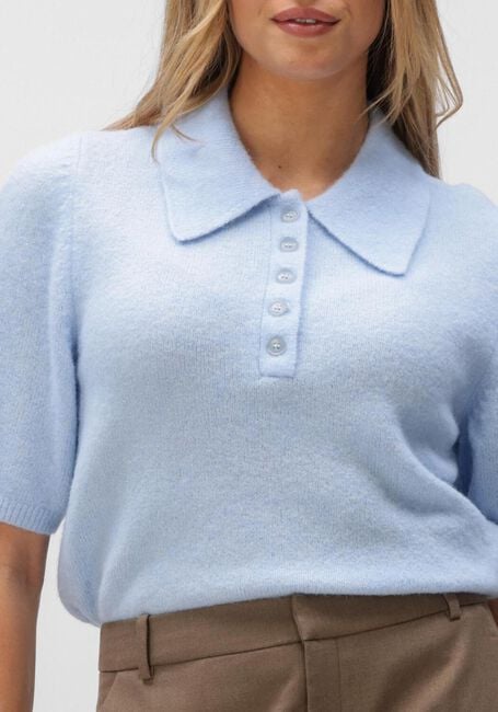Lichtblauwe GESTUZ Trui GZALPHA SS POLO PULLOVER - large