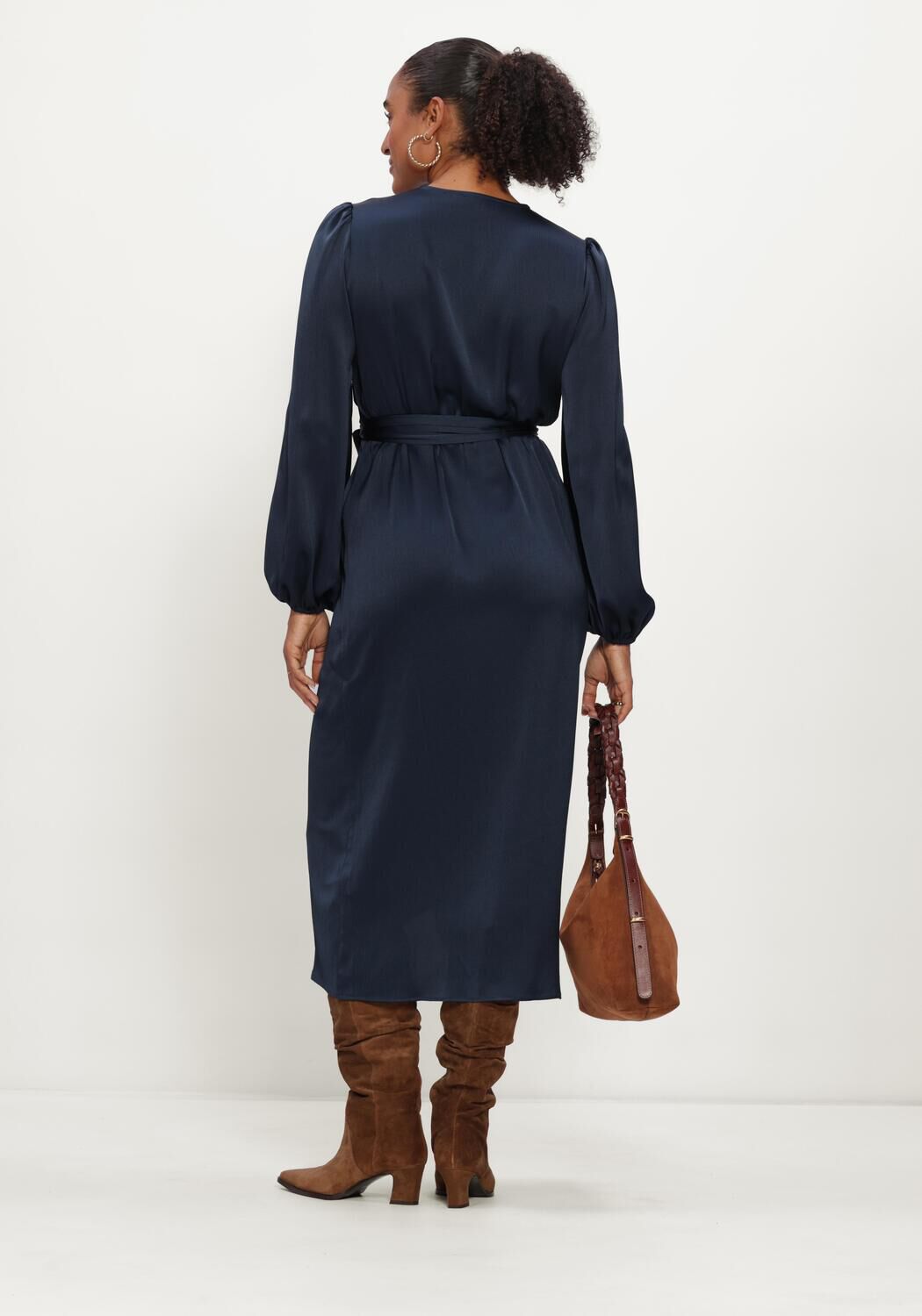 Donkerblauwe LINA LOCCHI Midi jurk LL-BEA - large