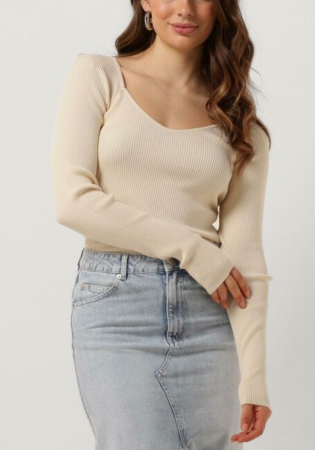 Beige SECOND FEMALE Trui SOLIA KNIT V-NECK - large