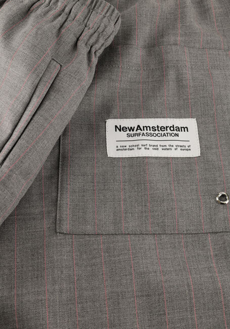 Grijze NEW AMSTERDAM SURF ASSOCIATION Korte broek WOOL WORK SHORTS GREY W/PINK PINSTRIPES - large