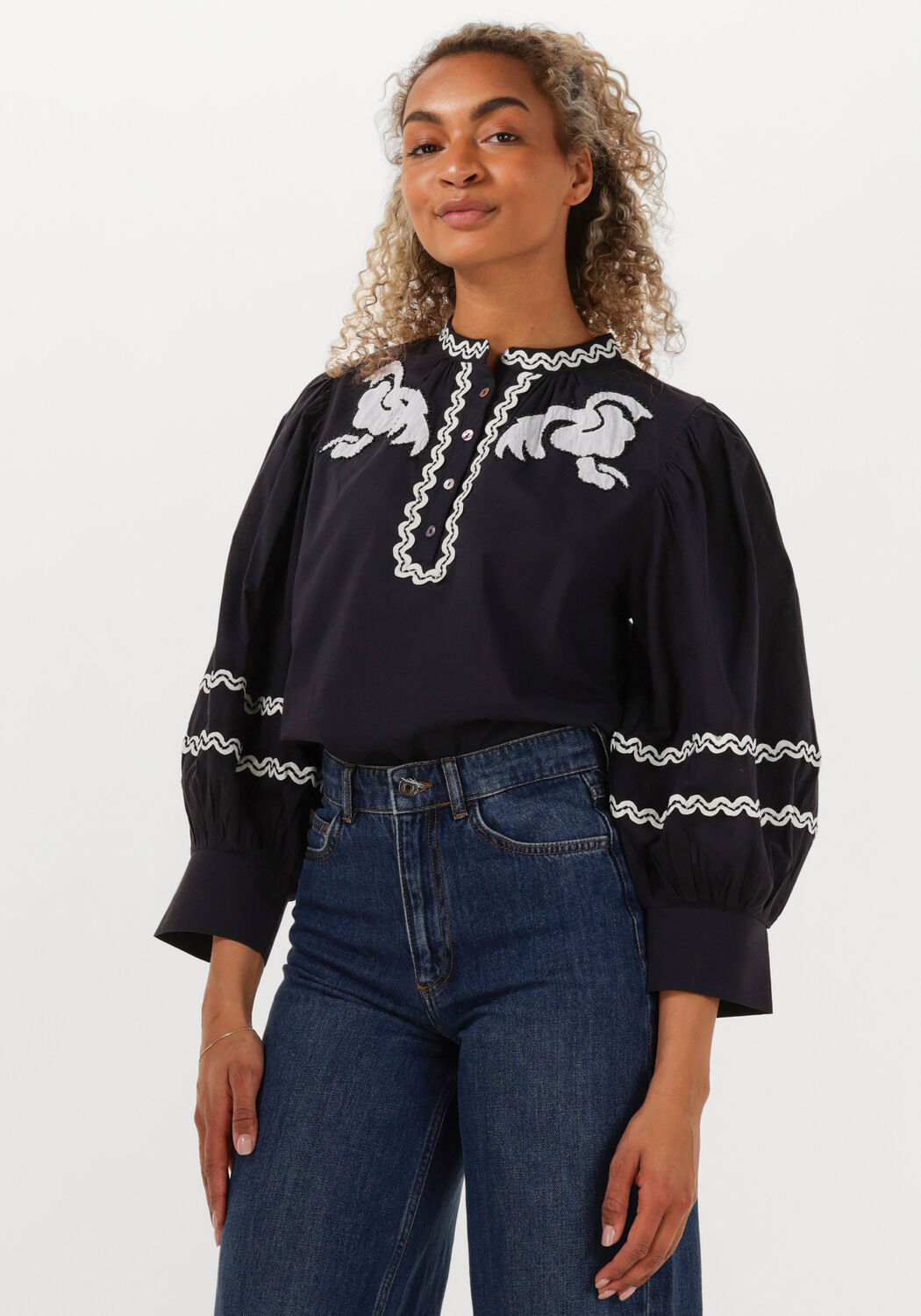 Antik Batik Blouse Dames Dali Blouse, Maat: XS, Kleur: Donkerblauw afbeelding 1