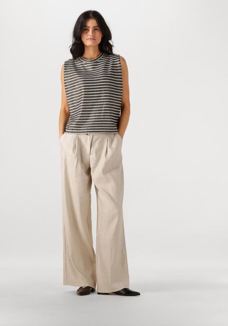 Zwarte SUMMUM T-shirt SLEEVELESS TOP KNITTED STRIPE COATED - large