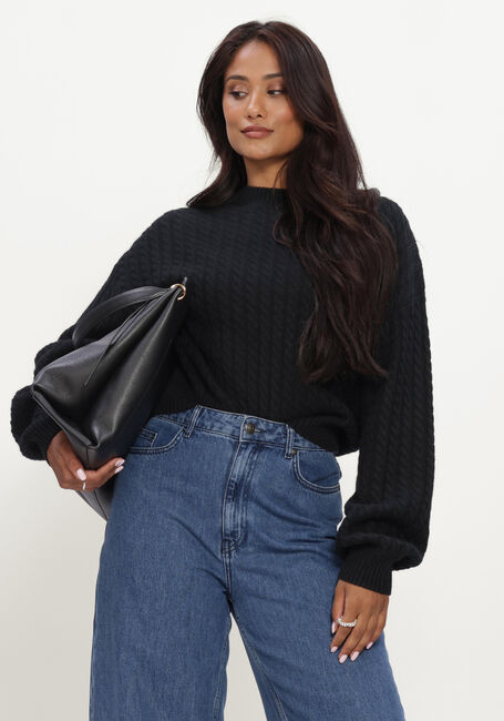 Zwarte ROTATE Trui CABLE CREWNECK SWEATER - large