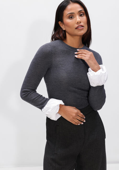 Donkergrijze DOROTHEE SCHUMACHER Trui CHIC MERINO PULLOVER - large