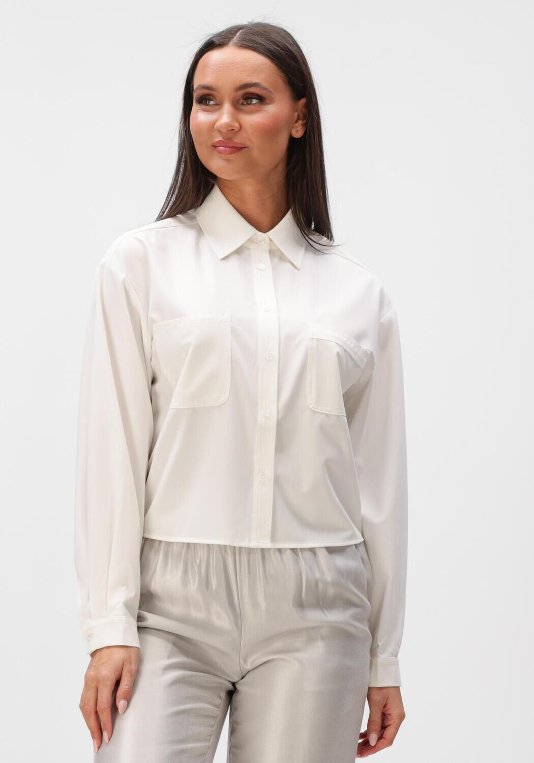 Aimee the Label Blouse Dames Louen Blouse, Maat: L, Kleur: Wit afbeelding 1