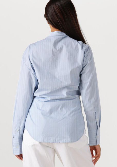Lichtblauwe ROHE Blouses OVERLAP STRIPED SHIRT - large