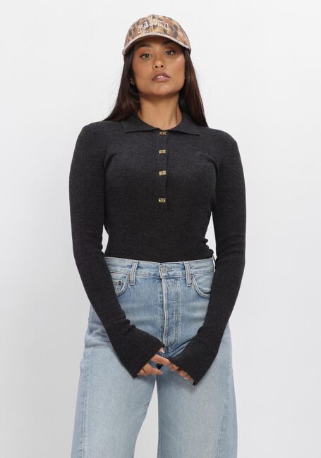 Donkergrijze GANNI Tops & T-shirts MINI RIBBED MERINO POLO - large