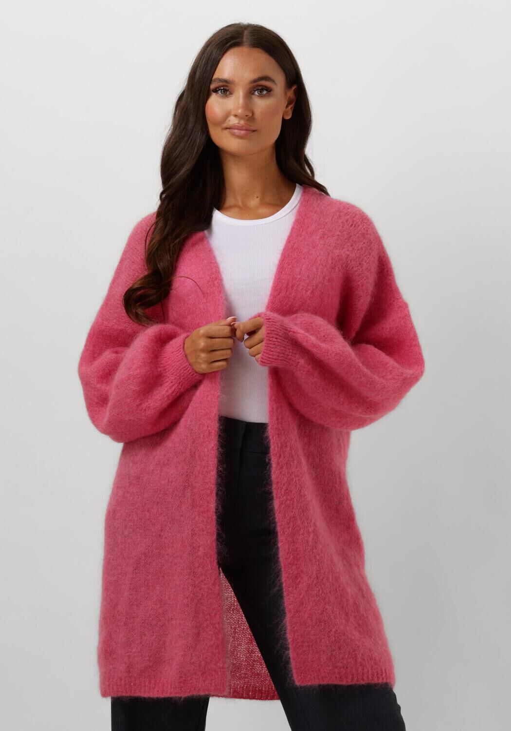 American Dreams Vest Dames Lee Midi Cardigan, Maat: L/XL, Kleur: Roze
