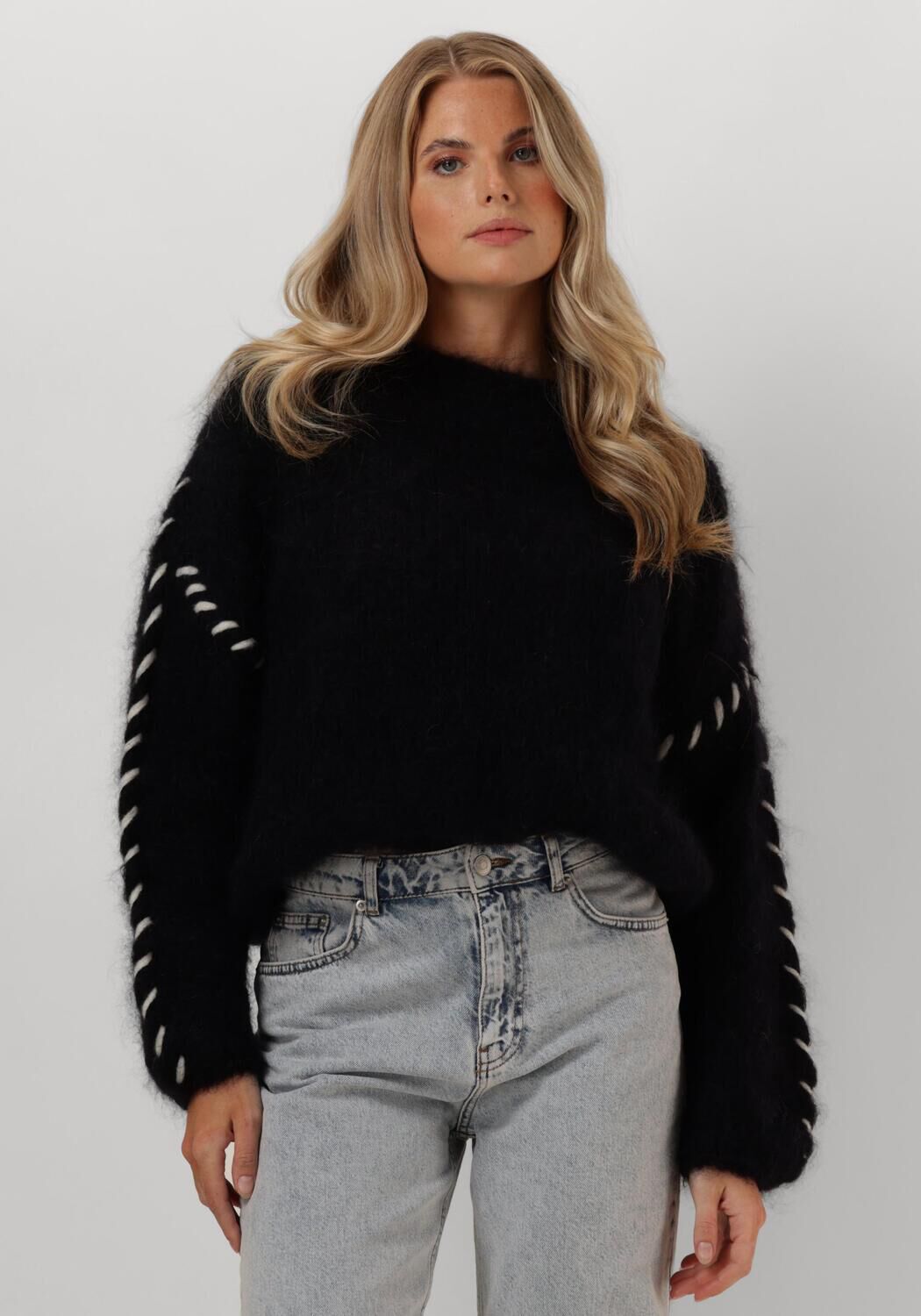 American Dreams Trui Dames Catio Mohair Stitch Pullover, Maat: L/XL, Kleur: Zwart