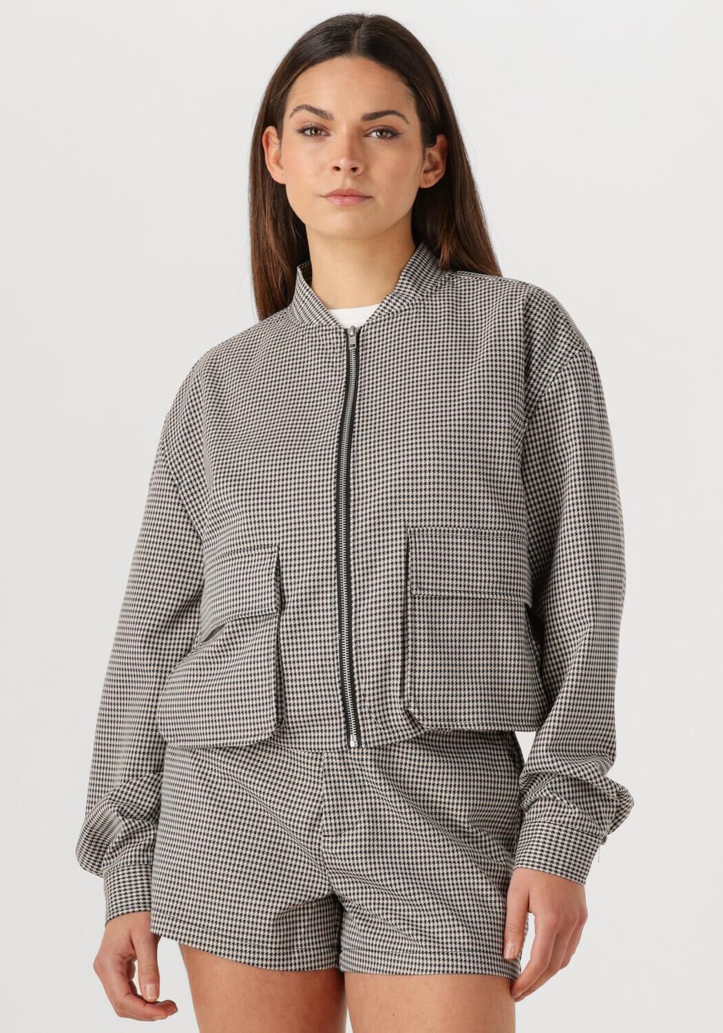 Alix the Label Jack Dames Ladies Woven Cropped Boucle Jacket, Maat: L, Kleur: Beige