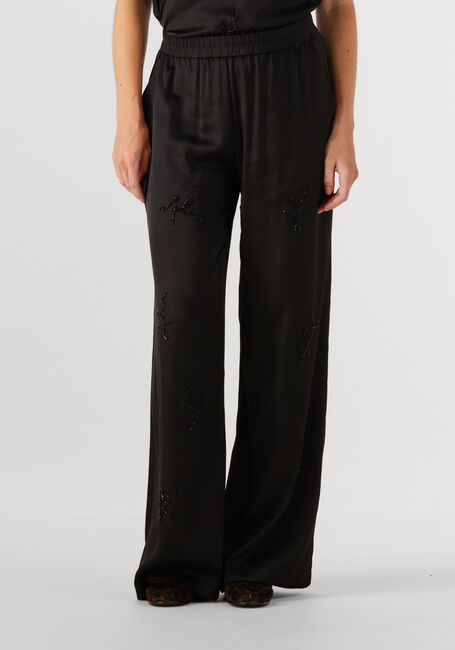 Zwarte ALIX THE LABEL Pantalon LADIES WOVEN SATIN BEADED PANTS - large