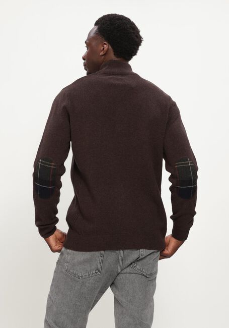 Bruine BARBOUR Trui HOLDEN HALF ZIP KNITTED JUMPER KNITWEAR - large