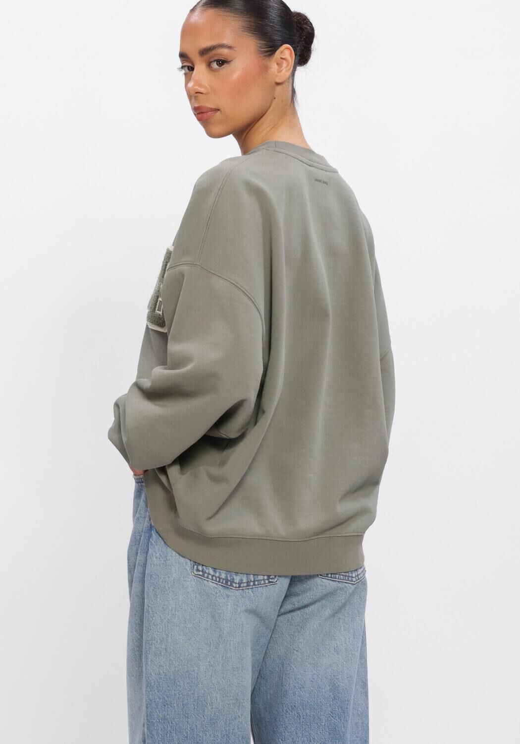 Groene ANINE BING Trui MILES SWEATSHIRT LETTERMAN - large