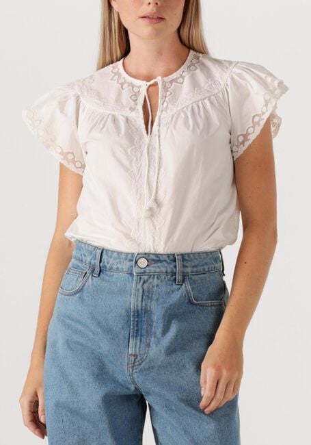 Witte ULLA JOHNSON Top EFFIE FLUTTER SLEEVE TOP - large