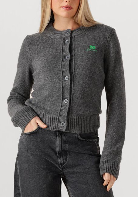 Donkergrijze GANNI Vest CORE FUTURE WOOL MIX CARDIGAN - large