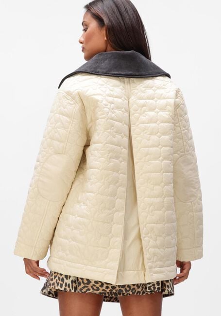 Beige GANNI Jassen SHINY QUILT JACKET - large