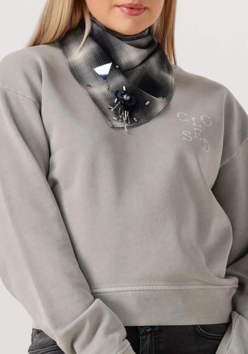 Lichtgrijze CLOSED Sweater PRINTED SWEAT SHIRT - large