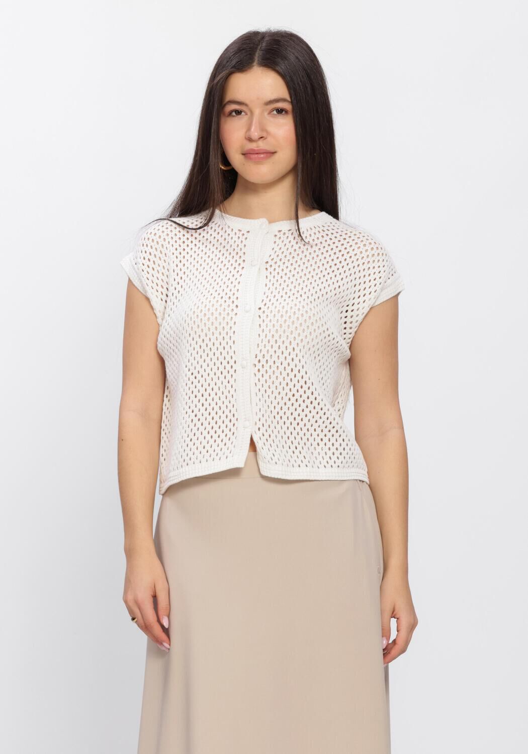 Aimee the Label Top Dames Noa Knitted Top, Maat: XL, Kleur: Gebroken wit afbeelding 1