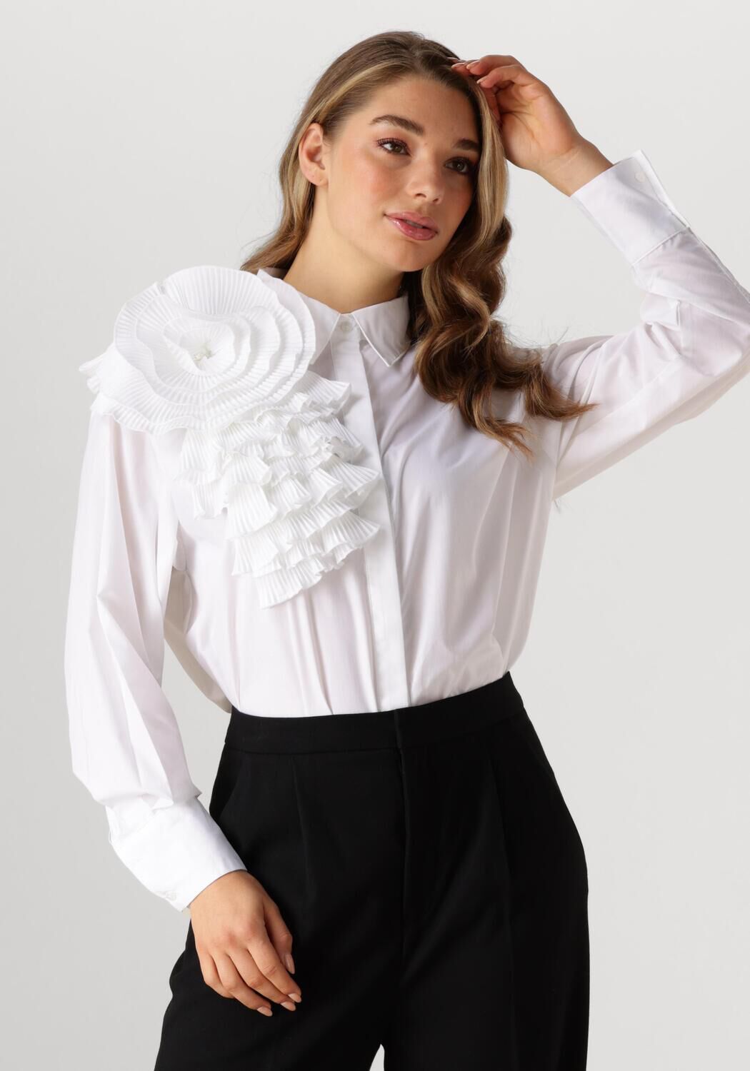 Copenhagen Muse Blouse Dames Cmmpleat-frill-shirt, Maat: L, Kleur: Wit