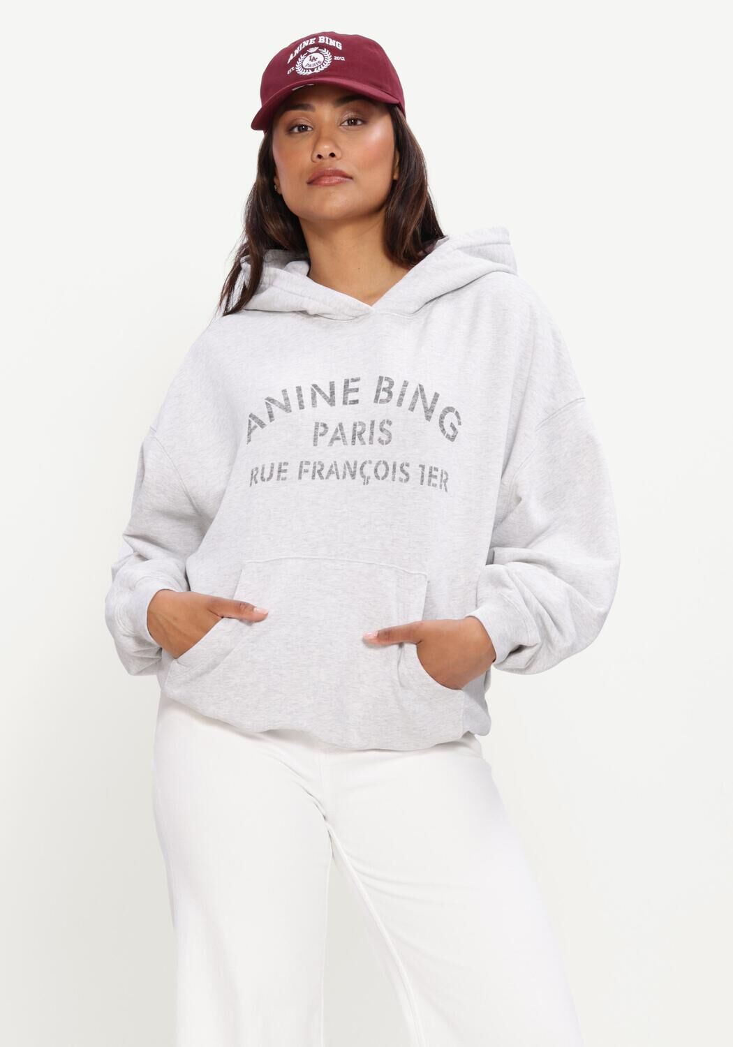 Lichtgrijze ANINE BING Sweater HARVEY SWEATSHIRT PARIS STENCIL - large