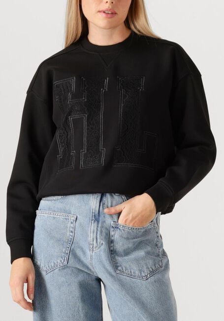 Zwarte HAUTE L'AMITIÉ Sweater LACE APPLICATION SWEAT - large