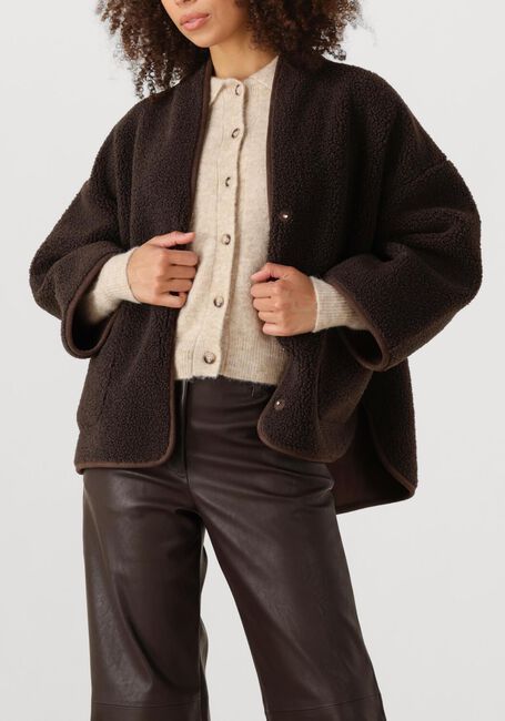 Bruine KNIT-TED Leren jas JOKO - large