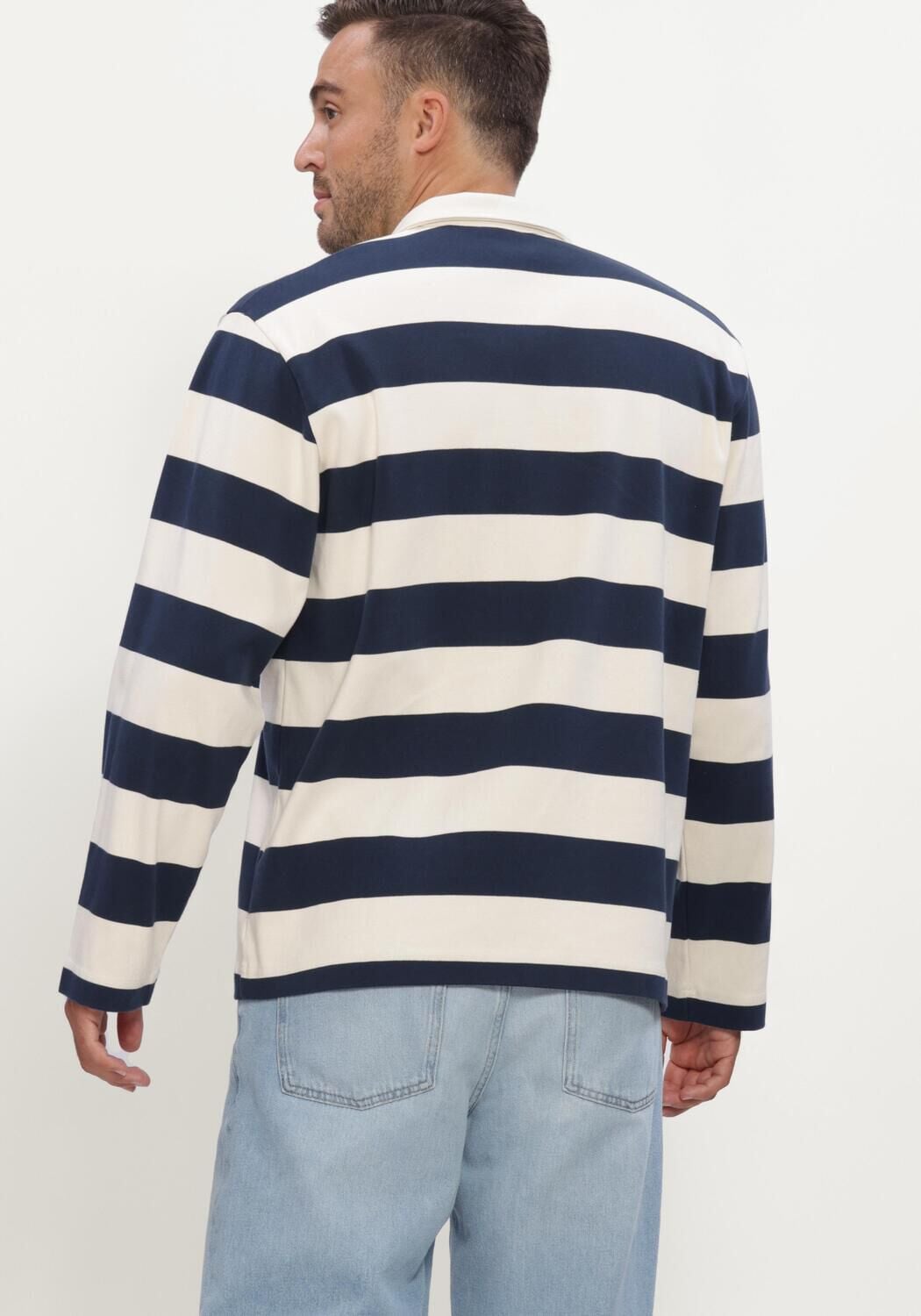 Donkerblauwe POCKIES Polo STRIPED LS POLO - large