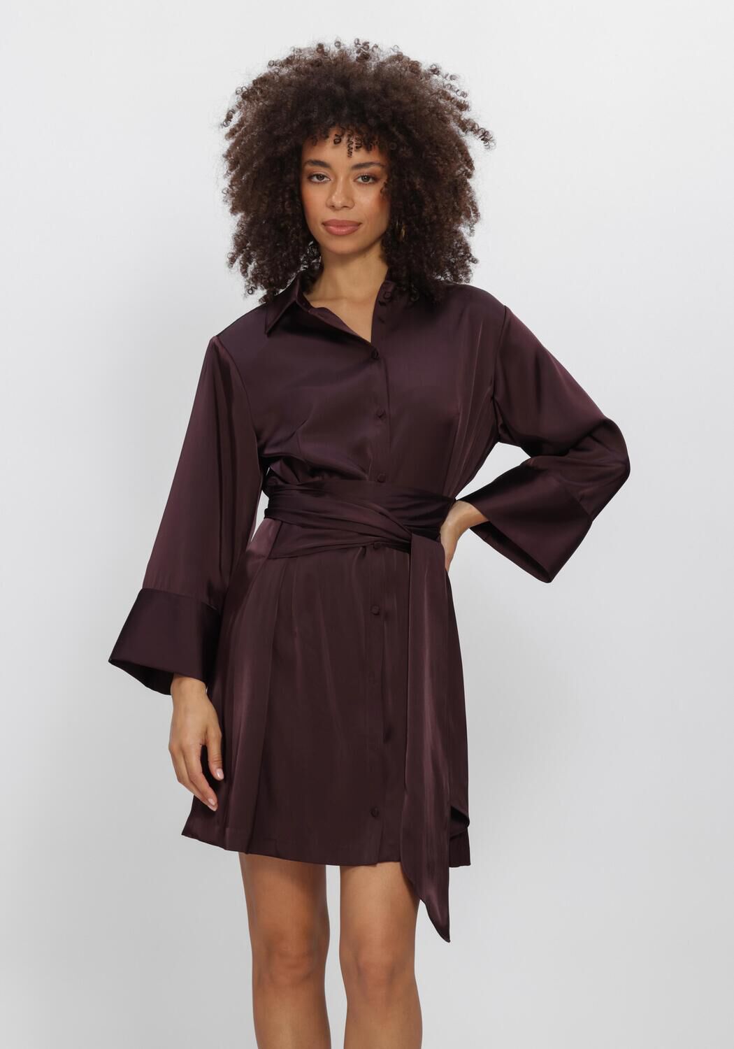 Bordeaux DANTE6 Mini jurk NOANNE SATIN-WRAP DRESS - large