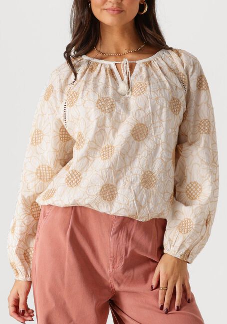 Witte SUMMUM Blouses LONGSLEEVE TOP FLOWER EMBROIDERY - large