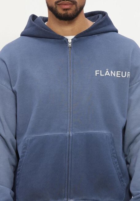 Donkerblauwe FLANEUR Sweater DOUBLE LOGO ZIP-UP - large