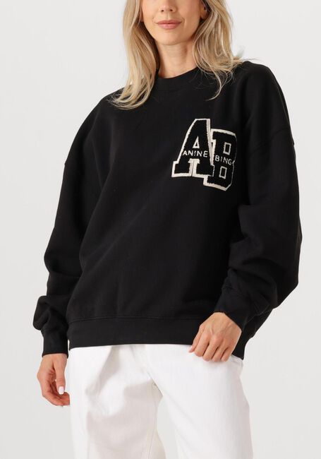 Zwarte ANINE BING Sweater MILES OVERSIZED SWEATSHIRT LETTERMAN - large