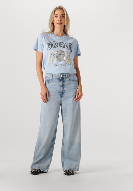 Lichtblauwe GANNI T-shirt T4278 - large