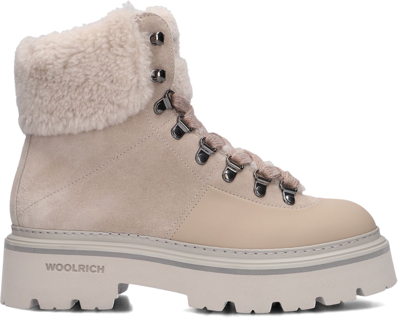Woolrich Veterboots Dames Sheepskin High Logger Gum, Maat: 39, Materiaal: Suède, Kleur: Beige