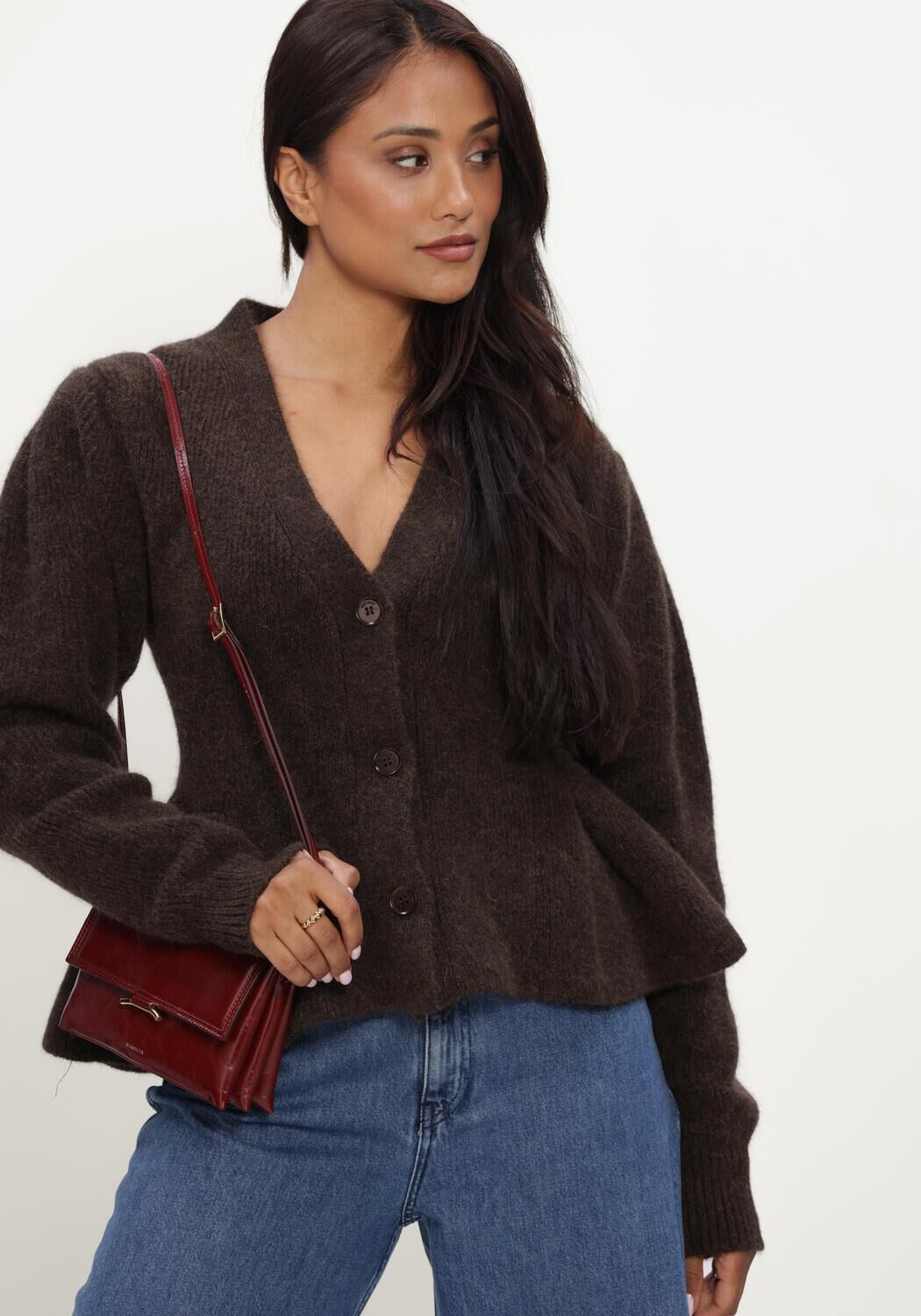 Bruine ROTATE Vest KNIT PEPLUM CARDIGAN - large