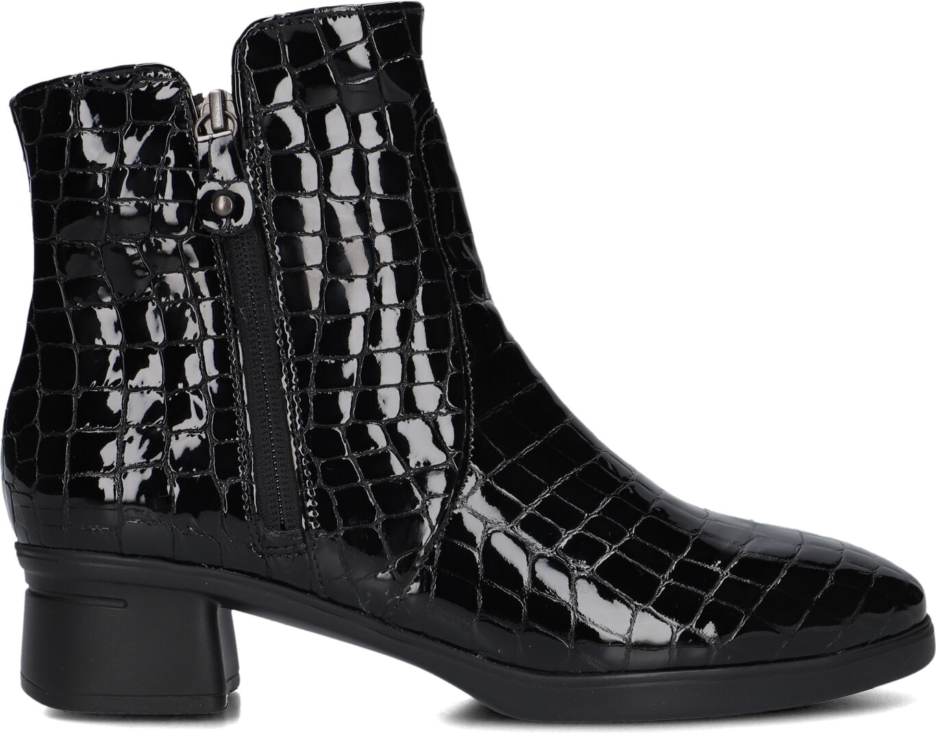 Hartjes Enkellaarsjes
Dames Croco 2-rits G Booty, Maat: 43, Materiaal: Leer, Kleur: Zwart